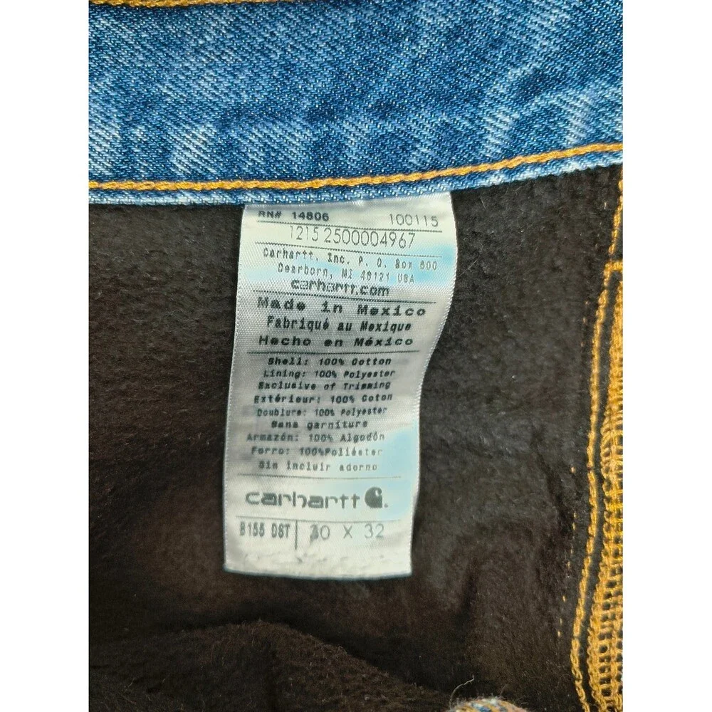 Carhartt Men's Denim Fleece Lined Jeans Size 30x32